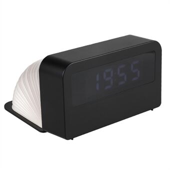 Y1 Creative Kirjan muotoinen valoherätyskellon ajan näyttö USB-ladattava Smart herätyskello - musta
