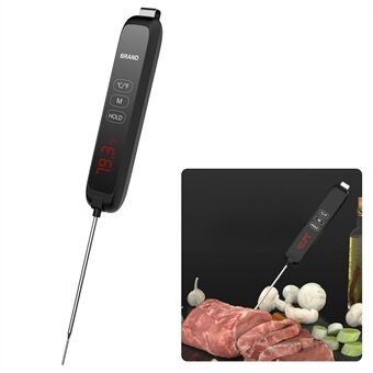 TH-100 Ultra Fast Digital Instant Read Magneettinen BBQ kokoontaitettavalla anturilla keittiön ruoanlaittoa varten - musta