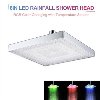 LED-sadesuihkupää Head Head , automaattisesti väriä vaihtava RGB-lämpötila-anturi suihkupää kylpyhuoneeseen