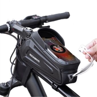 ROCKBROS Pyörän puhelinlaukku vedenpitävä polkupyörän runkolaukku Pannier Top Tube kosketusnäyttö pyöräilylaukku