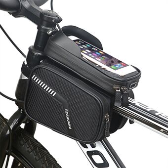 RZAHUAHU vedenpitävä pyöräilypyörän eturunkolaukku kosketusnäyttövisiiri puhelintasku polkupyörän yläputken säilytyslaukku