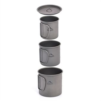 WIDESEA WSTT-3X-600ML Titaaniseoksesta 200ML+375ML+600ML Water Cup Ultrakevyt kahvimukin juomapullo (ei FDA-sertifiointia, BPA-vapaa) retkeilyretkeilyyn