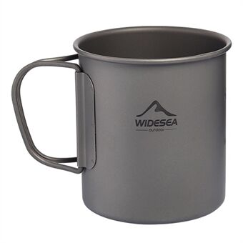 WIDESEA WSTT-375ML Ultrakevyt titaaniseoksesta valmistettu kuppi, 375 ml:n vesimuki taitettavalla kahvalla (ei FDA-sertifiointia, ei sisällä BPA:ta) Outdoor