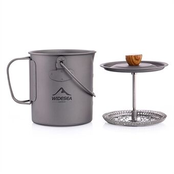 WIDESEA WSTC-107 750 ml Titanium French Press -kahvinkeitin suodattimella Camping Coffee Cup Ultrakevyt kannettava kattila Outdoor patikointipiknikille (ei FDA:ta, BPA-vapaa)