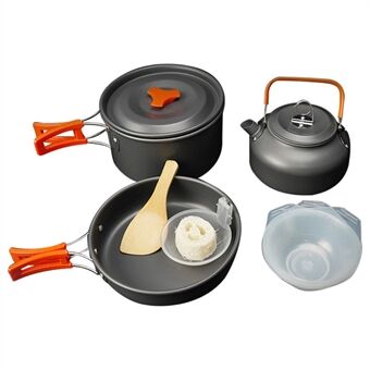 AOTU Outdoor Camping Cooking Set Pot Pan Teekannu Keittoastiasetti (ei FDA-sertifikaattia, BPA-vapaa)