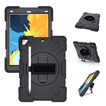 [Built-in Hand Strap] Rotating Kickstand PC + Thicken Silicone Tablet Hybrid Case with Shoulder Strap for iPad 9.7-inch (2018)/(2017)/iPad Pro (2016)/iPad Air 2