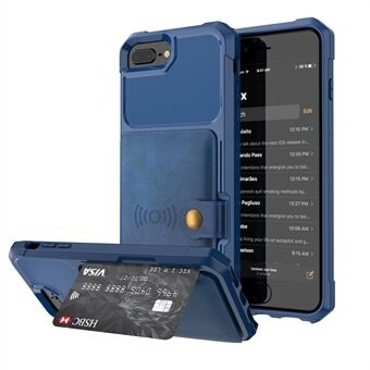 PU-nahkapäällysteinen TPU-lompakkojalustainen kotelo sisäänrakennetulla magneettilevyllä iPhone 8 Plus / 7 Plus / 6s Plus / 6 Plus 4,7 tuumalle