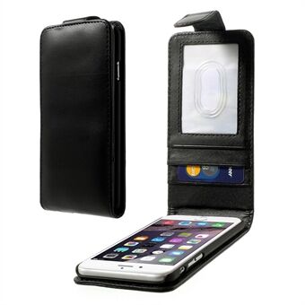 Pystysuuntainen Flip Card Holder -nahkakotelo iPhone 6s 6:lle - musta
