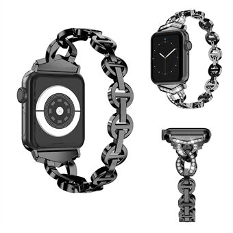 8- Shiny timanttimetallirannehihna Apple Watch Series 6 / SE / 5/4 40mm / Series 3/2/1 -kellolle 38mm - musta