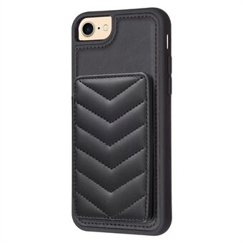 BF26 iPhone 6 / 6s / 7 / 8 / SE (2020) / SE (2022) korttipidike Kickstand Case Wave Stitching Texture TPU + PU nahkainen puhelimen kansi