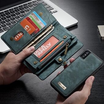 CASEME Irrotettava 2-in-1 Multi-slot Wallet PU-nahkakotelo iPhone X 5,8 tuumalle