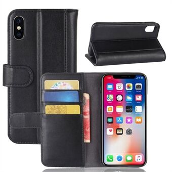 Aitoa nahkaa oleva lompakkotelineen Stand iPhone X -matkapuhelintarvikkeelle - musta