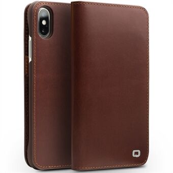 QIALINO-yritystyyli aito nahkainen lompakkokotelo iPhone X / Xs: lle 5,8 tuumaa - ruskea