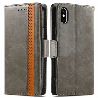 Stand 002 -sarjan täyden suojan lompakkoteline Design Business Style Splicing Folio Flip Nahkainen matkapuhelinkotelo iPhone X / XS 5,8 tuumalle