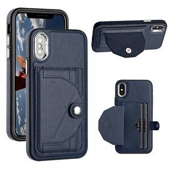 YB Leather Coating Series-4 iPhone X / XS Kickstand korttipidike puhelinkotelo PU-nahkapäällysteinen TPU-suojus