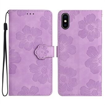 IPhone X / XS:lle 5,8 tuuman Flowers Imprint -mobiilikotelo PU-nahkainen lompakko Stand estävä teline