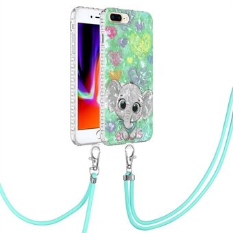 YB IMD Series-15 TPU-kotelo kaulanauhalla iPhone 7 Plus 5,5 tuumalle / 8 Plus 5,5 tuumalle, 2,0 mm IMD IML Airbag Scratch puhelimen kansi - BK008