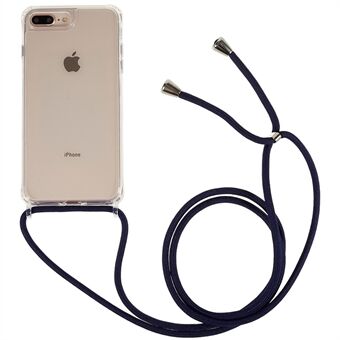 Takakuori iPhone 7 Plus / 8 Plus 5,5 tuumalle, kirkas iskunkestävä TPU + akryylipuhelimen kansi kaulanauhalla