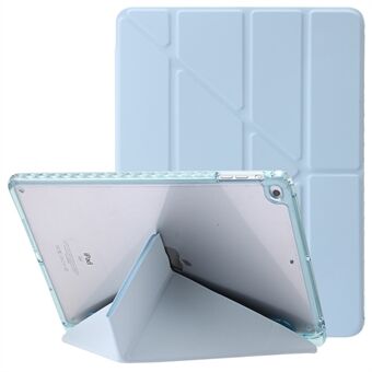 IPad Air (2013) / Air 2 / iPad 9,7-tuumainen (2017) / (2018) nahka + kirkas akryyli tablettikotelo Origami kolminkertainen Stand tabletin kansi