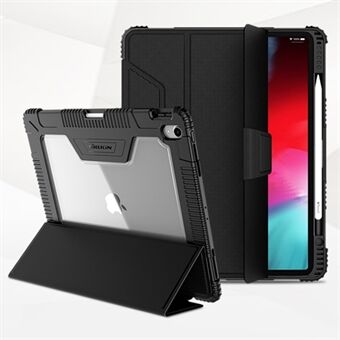 NILLKIN puskurin nahkasuoja iPad Pro 12,9 tuumalle (2018) [tuodut TPU-, PC- ja PU-nahkamateriaalit] - musta