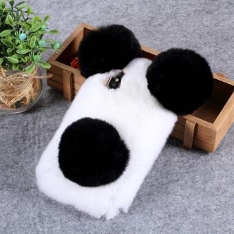 3D Panda -muotoinen pehmeä turkilla päällystetty TPU-kotelo iPhone XR 6.1 tuumalle