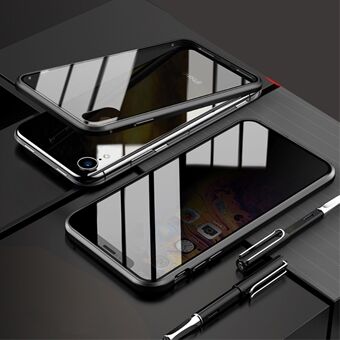 Magnetic Metal Frame + Tempered Glass Back Phone Cover for iPhone XR 6.1 inch