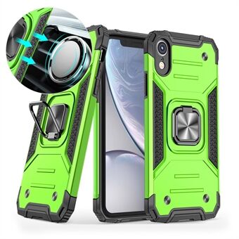 Armor Style Ring Kickstand Irrotettava TPU + PC Hybrid Shell metallilevyllä iPhone XR:lle
