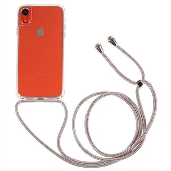 Takakuori iPhone XR:lle 6,1 tuumaa, putoamissuoja, kirkas TPU + akryylipuhelinsuojus kaulanauhalla