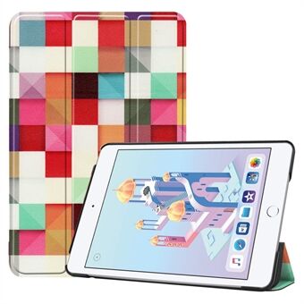 Kuviotulostus Kolminkertainen Stand PU-nahkainen Smart tablettikotelo iPad minille (2019)