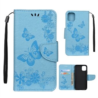 Imprint Butterfly Flower -nahkainen lompakkokotelo iPhone 11 6,1 tuumalle (2019)