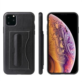 FIERRE SHANN Leather Card Slot Back Protective Phone Case with Kickstand Cover for iPhone 11 6.1 inch (2019)