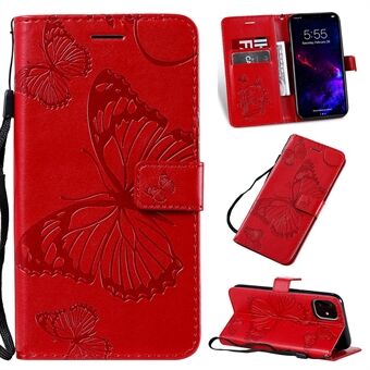 Imprint Butterfly Leather Lompakkokotelo iPhone 11 6,1 tuumalle (2019)