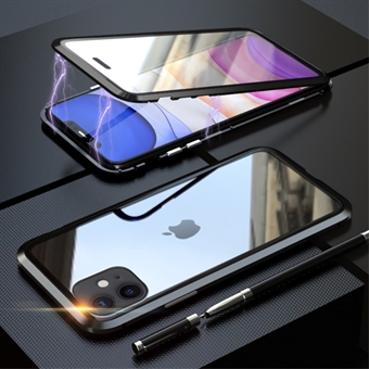 LUPHIE Magneettinen iPhone 11 -kuori lasilla edessä ja takana - musta