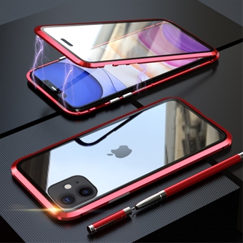 LUPHIE Magneettinen iPhone 11 -kuori lasilla edessä ja takana - Red