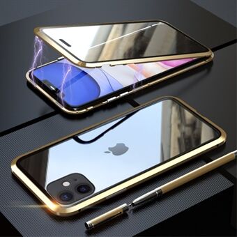LUPHIE Magneettinen iPhone 11 -kuori lasilla edessä ja takana - kultaa