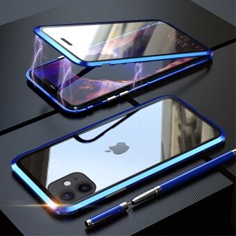 LUPHIE Magneettinen iPhone 11 -kuori lasilla edessä ja takana - sininen
