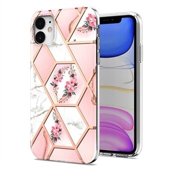 Deco Marble Blomter Motif TPU -puhelimen kuori iPhone 11 - Pink Marble Flower