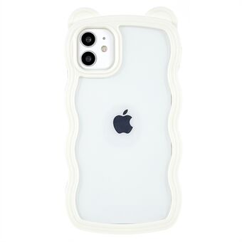 Irrotettava 2-in-1-puhelinkotelo iPhone 11:lle 6,1 tuumaa, söpö karhukorvakoriste PC+TPU-värikehys matkapuhelimen kuori