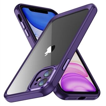 IPhone 11:lle Hybrid Iskunkestävä TPU + akryylipuhelinkotelo metallikameran kehyksen läpinäkyvä takakansi