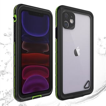 IP68 vedenkestävä iskunkestävä kansi iPhone 11:lle TPU+PC+PET vedenalainen sukelluspuhelinkotelo - musta / vihreä