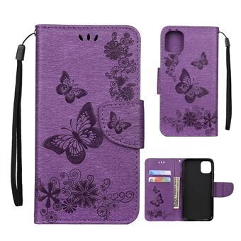Imprint Butterfly Flower -nahkainen lompakkokotelo iPhone 11 Pro 5,8 tuumaa (2019)
