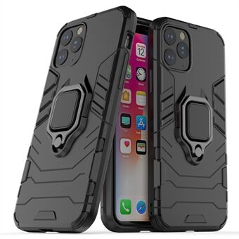 Puhelimen suojakuori iPhone 11 Pro 5,8 tuumaa (2019) Finger Ring Kickstand PC + TPU-hybridikotelo - musta