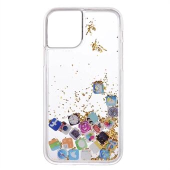 APP Icon Dynamic Glitter Powder Sequins TPU Back Shell iPhone 11 Pro 5,8 tuumaa (2019) - kultaa