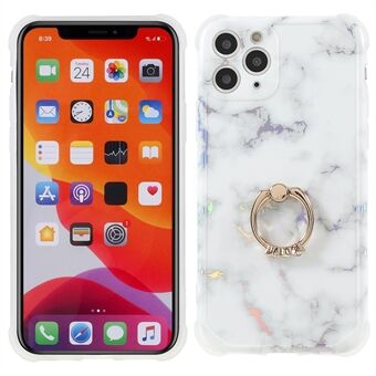 Pyörivä Ring Kickstand Design Case Marble IMD Laser Four Corner putoamisen estävä TPU + PC-suojus iPhone 11 Pro 5,8 tuumaa