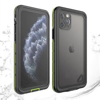 TPU+PC+PET vedenalainen sukelluskotelo iPhone 11 Pro IP68 vedenpitävä snorklauspuhelimen kansi - musta / vihreä