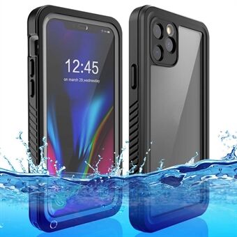 FS-sarja iPhone 11 Pro -laitteelle IP68-luokiteltu veden- ja pölynkestävä kuori kirkkaalla takapaneelilla, joka suojaa koko puhelinta.