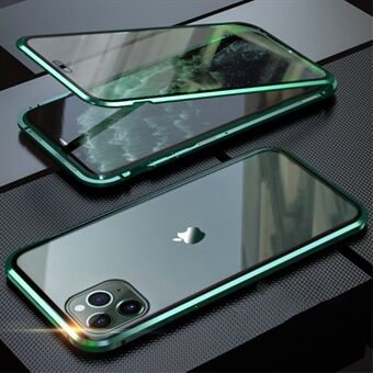 Täysin peittävä magneettinen metallirunko + karkaistu lasi puhelinkuori Apple iPhone 11 Pro Max 6,5 tuumalle