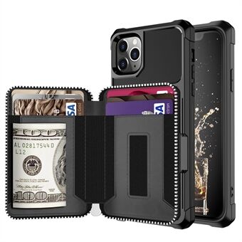 Vetoketjullinen lompakko nahkainen puhelinkotelo Apple iPhone 11 Pro Max 6,5 tuumalle - musta