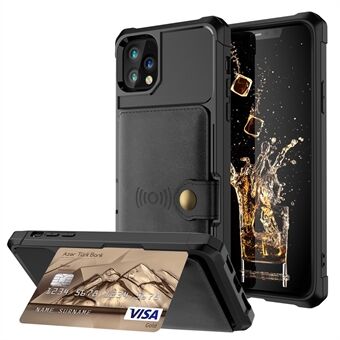 Nahkapäällysteinen TPU-kotelo, jossa on lompakkojalusta, sisäänrakennettu magneettinen levy iPhone 11 Pro Max 6,5 tuumalle - musta