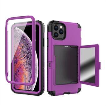Card Holder with Hidden Mirror Three Layer Shockproof PC+TPU Protective Cover for iPhone 11 Pro Max 6.5 inch